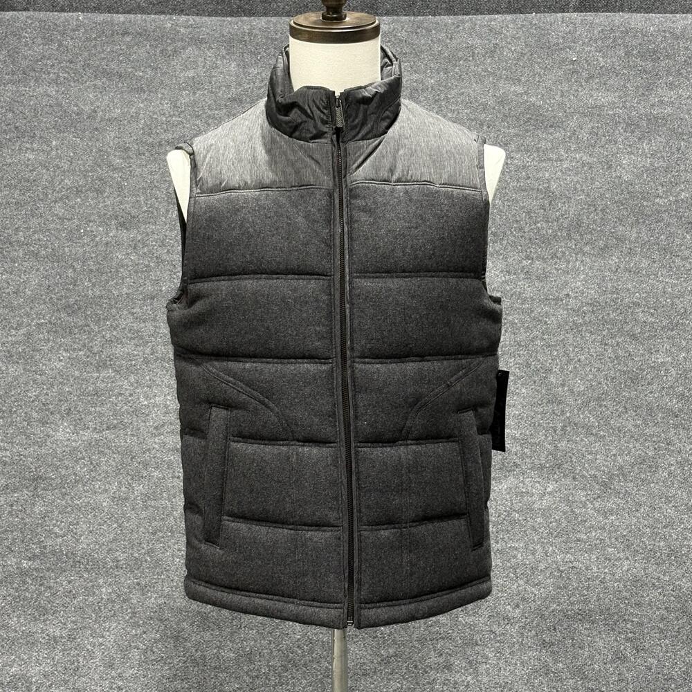 APT. 9 Puffer Vest Mens Small Charcoal Gray Mixed Media Wool Blend MA53Z001RR